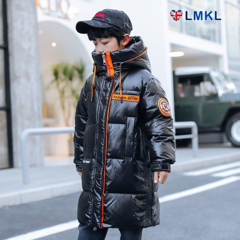英国LMKL儿童羽绒服男童中长款2025新款洋气大童冬季连帽外套加厚