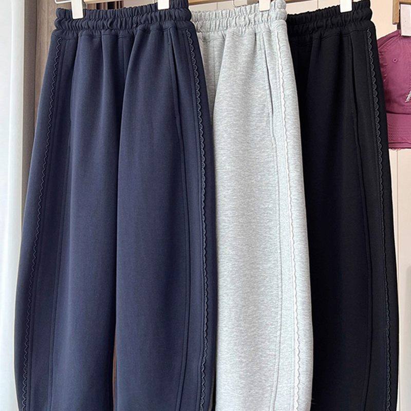 英国DGKP2025秋冬季新款女童裤子儿童运动裤女孩加绒款卫裤弯刀裤