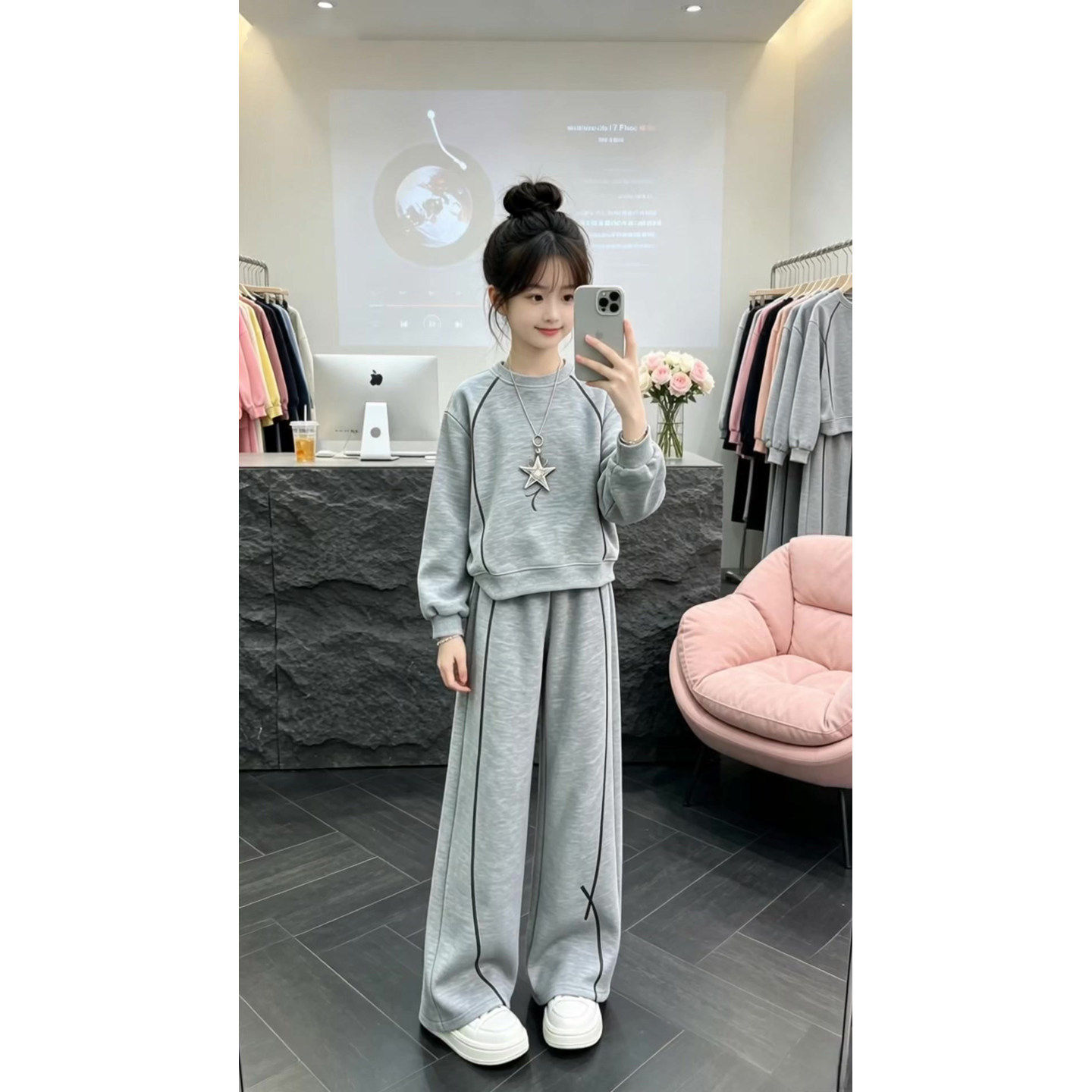 法国BERYDIA女童秋季运动套装2026新款女大童超好看卫衣裤子秋装