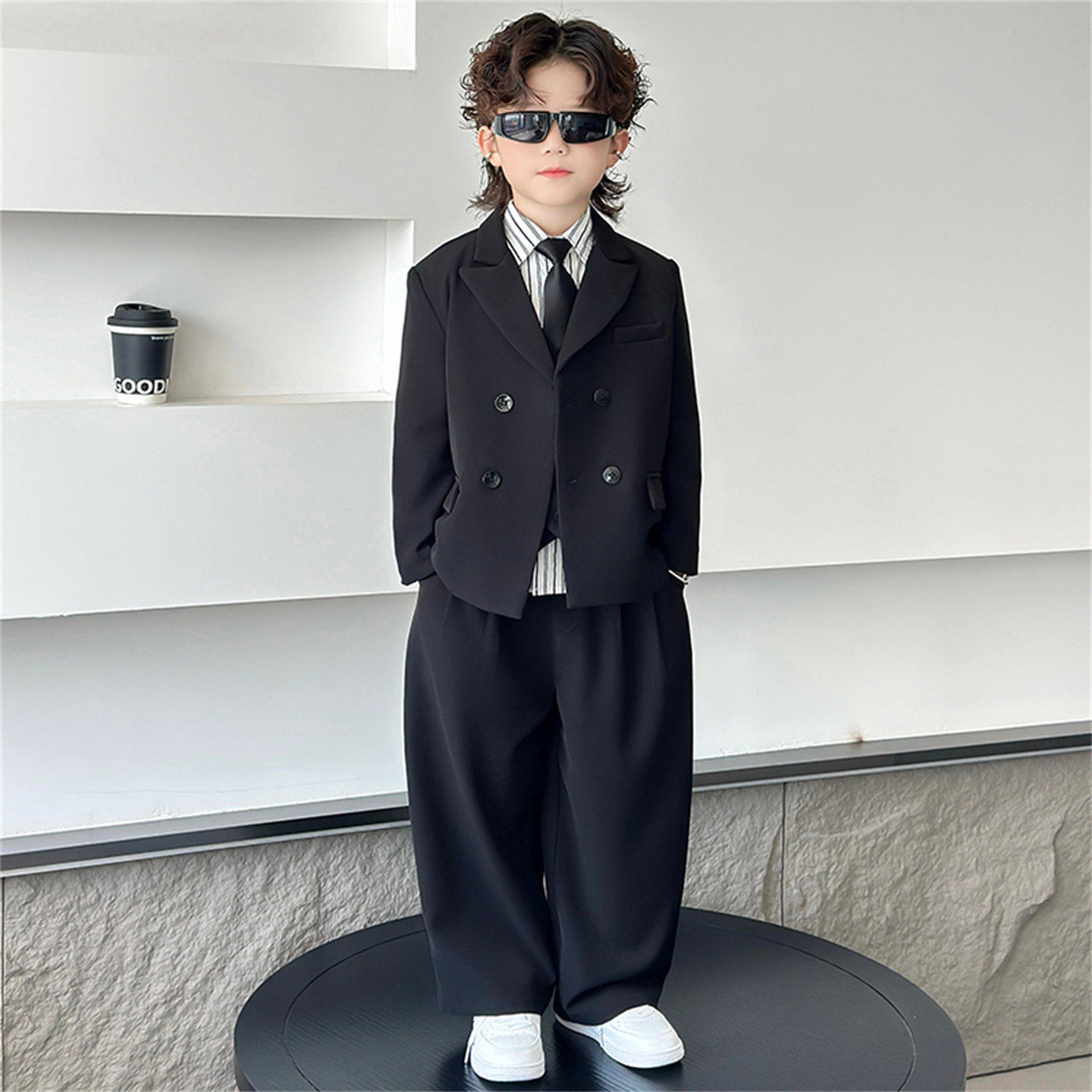 韩国Uamtor西装男童套装春秋新款儿童演出服时髦洋气男孩花童礼服