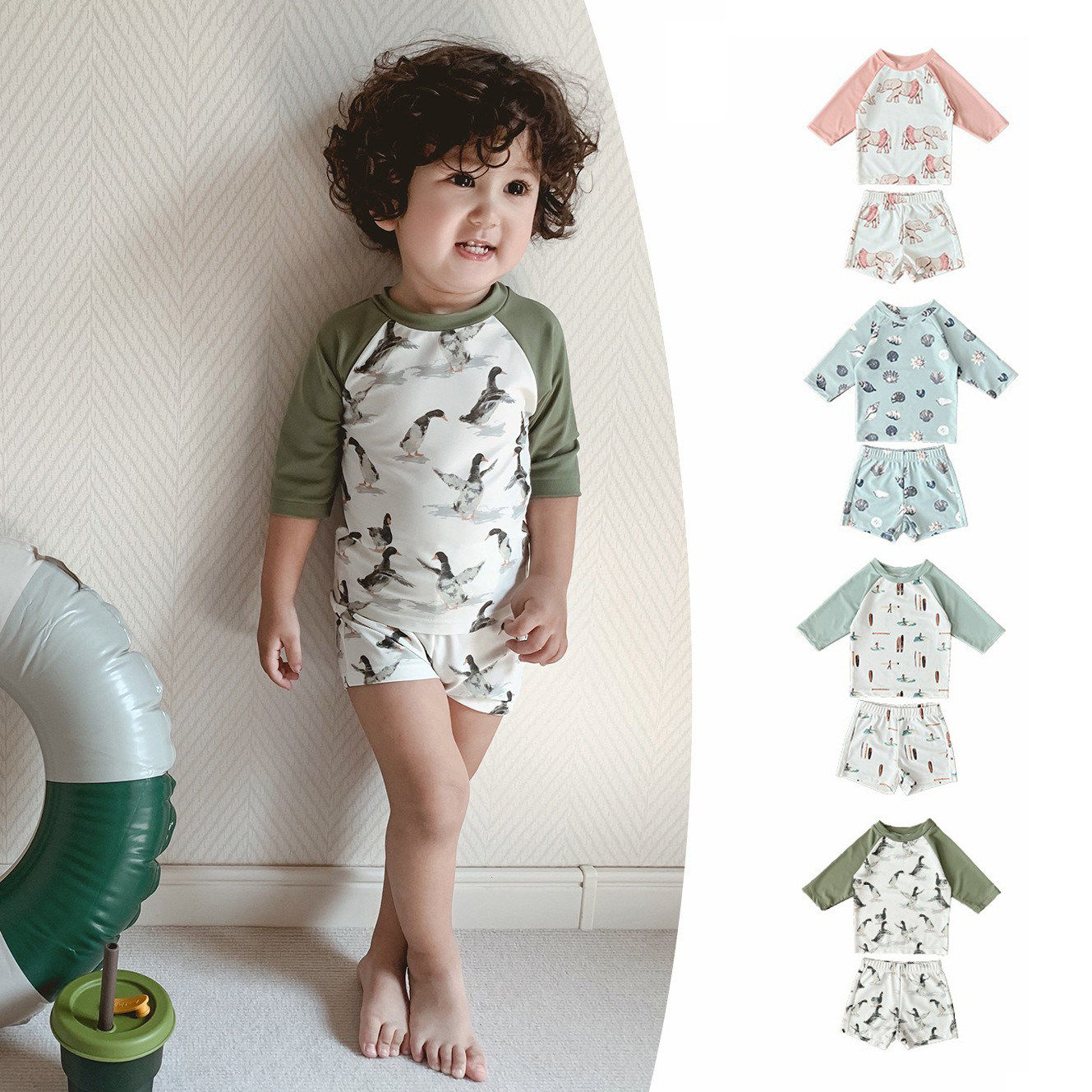 英国MinaHuge2025新款儿童分体泳衣男女童游泳衣防晒速干宝宝婴儿