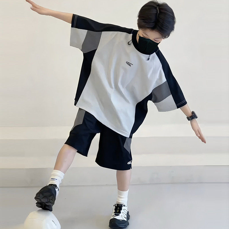 法国BADNUT男童短袖套装夏季2026新款儿童凉爽大童速干洋气两件套