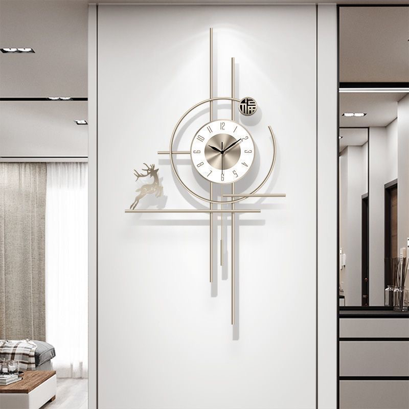 新款2025福禄银杏叶挂钟时钟现代简约家用个性餐厅挂表钟静音走时