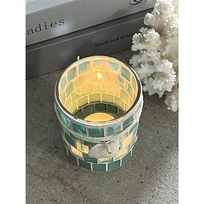 新热销地中海系h贝壳马赛克烛台玻璃蜡烛杯装饰蜡烛台 满1000个包,家居饰品,烛台,淘宝优惠券,粉丝福利购,淘宝优惠卷