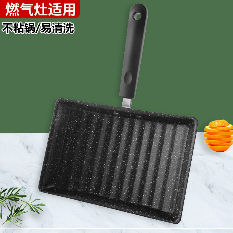 跨境热卖 煎蛋锅方形煎锅寿司平底蛋卷煎锅料理不粘锅牛排锅厂家