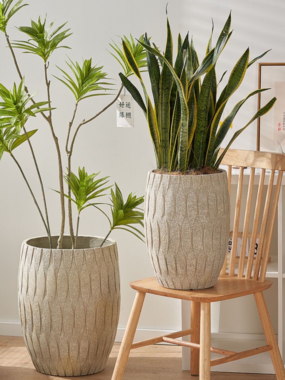 氧化镁泥花盆大号落地大码大口径高款绿植盆栽花器客厅北欧装饰盆