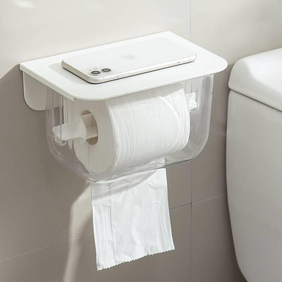 厕所纸巾盒免打孔防水壁挂式化妆室洗脸巾收纳盒卷筒卫生纸置物架
