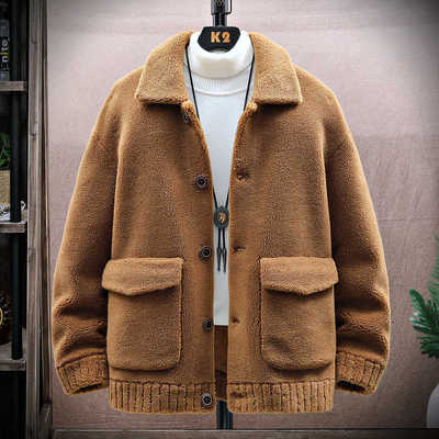 美立森冬季绵羊毛颗粒绒外套