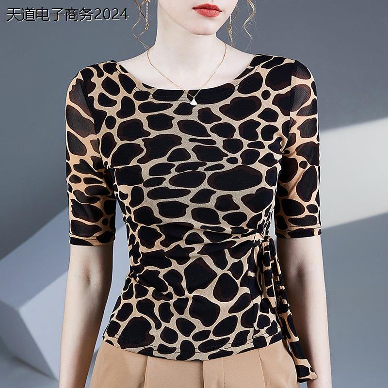 豹纹拉丁舞练功服上衣女2
