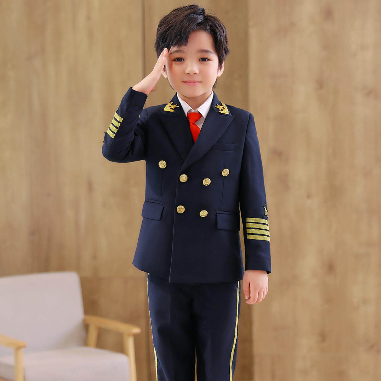 儿童西装男童机长制服飞行员空少