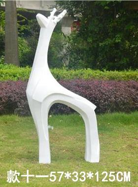 户外玻璃钢鹿雕塑仿铜园林景观摆件房地产商业抽象麋鹿工艺装饰品