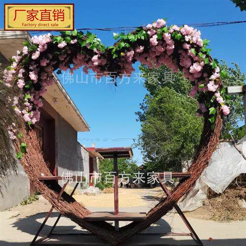 鸟巢秋千爱心座椅藤编露天卡座吊椅户外景区民宿营地打卡道具