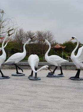 户外仿真天鹅雕塑玻璃钢园林景观庭院池塘草坪动物美陈装饰品摆件