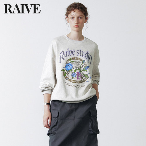 RAIVE常规宽松全棉复古印花卫衣