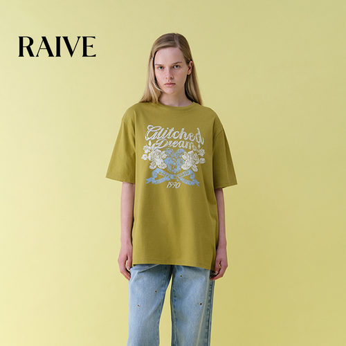 RAIVE字母印花休闲宽松短袖T恤