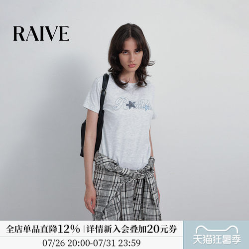 RAIVE韩系星星字母贴布绣T恤