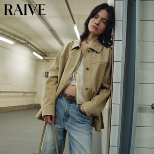 RAIVE2026春夏新款韩系复古花卉刺绣宽松直筒口袋纽扣衬衫外套
