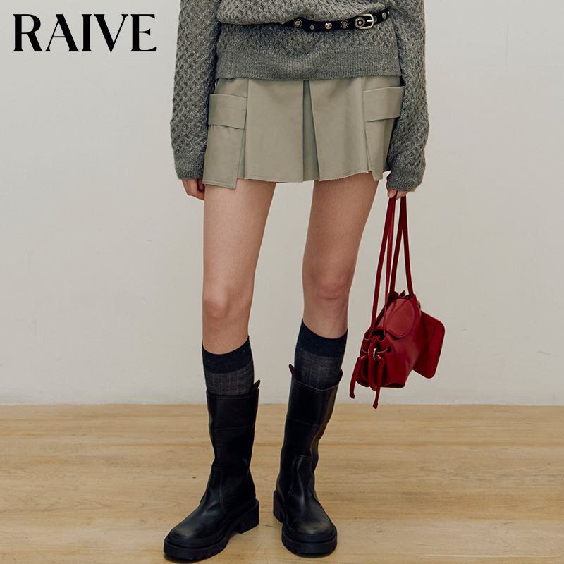 RAIVE浅卡其色口袋短裙半身裙