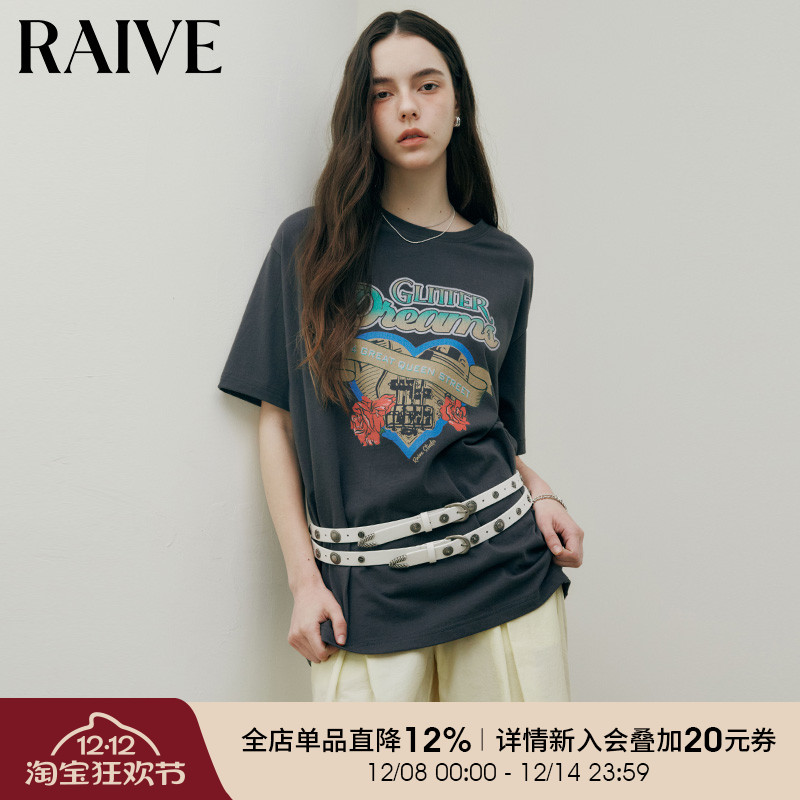 RAIVE心玫瑰浪漫氛围短袖T恤