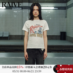RAIVE春日玫瑰T恤2026新款夏季女上衣内搭印花休闲韩系宽松短袖
