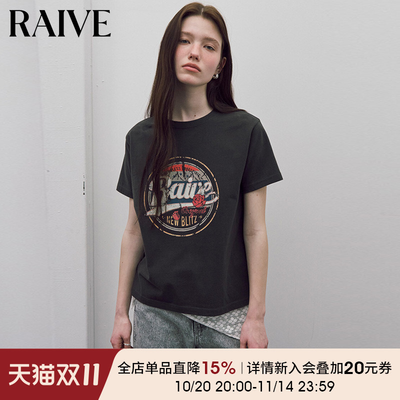 RAIVE花卉图案宽松短袖T恤