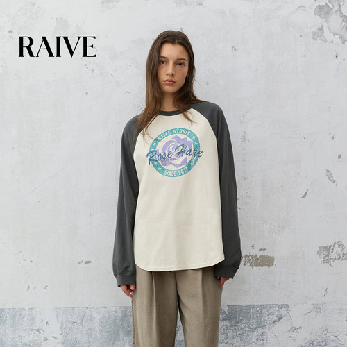 RAIVE撞色logo印花宽松内搭长袖T