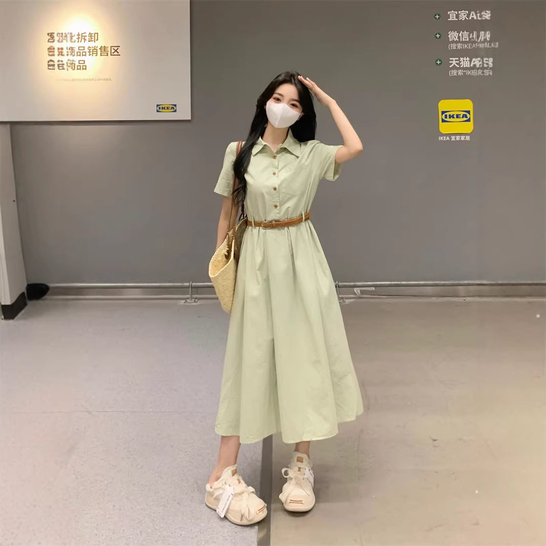 女装学院风收腰衬衫连衣裙夏季2026新款正式场合面试裙子教师穿搭