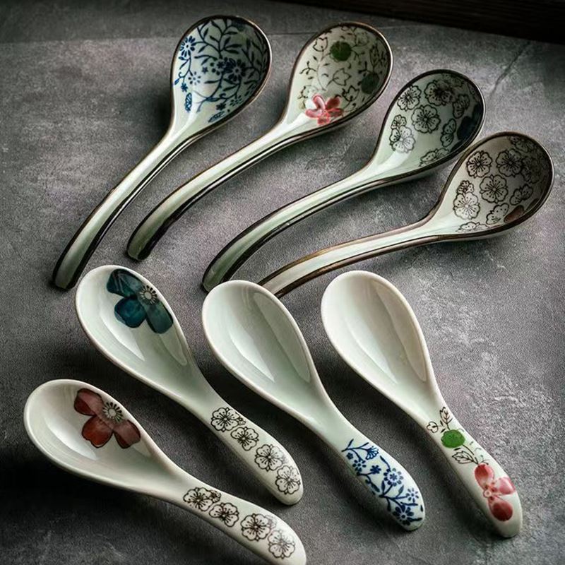 景德镇日式小勺子陶瓷汤勺家用喝汤调羹创意可爱小号汤匙商用餐厅
