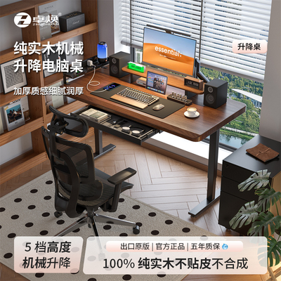 纯实木小型台式机电脑桌全实木卧室家用轻奢高级感学习桌升降书桌