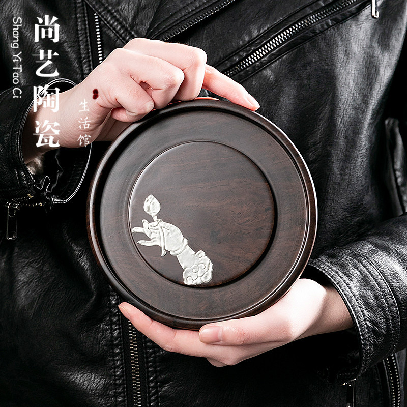 黑檀实木养壶托底座圆形茶承杯垫紫砂茶壶垫干泡小盘茶道零配件
