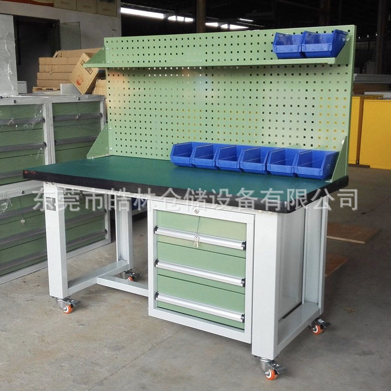 防静电重型带灯架移动工作台