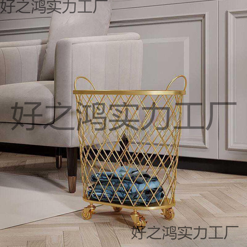 北欧浴室脏衣篓洗衣篮垃圾桶衣物玩具收纳蓝脏衣服收纳框金色默认