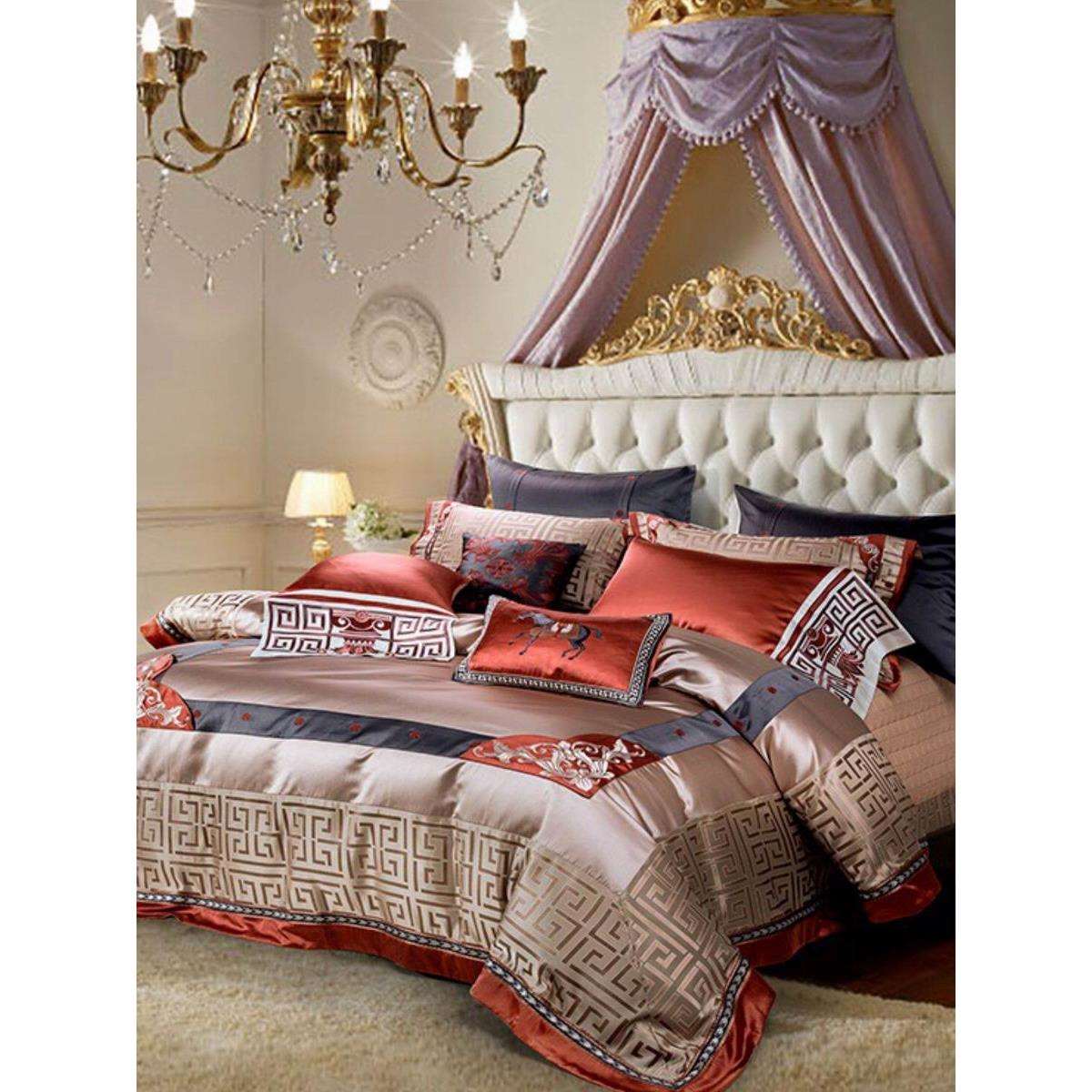 A10L新款800T高锦缎长绒棉提花床上四件套床品欧式宫廷多件套