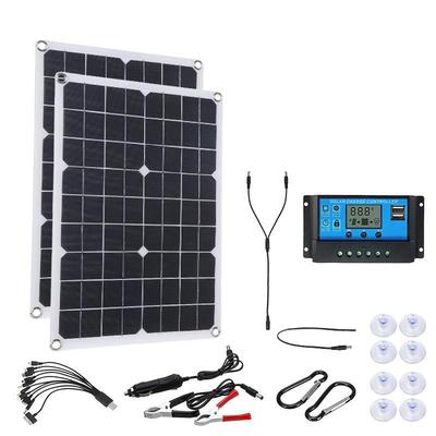 40W18V双片组合柔性太阳能板汽车电池充电USBDC太阳能充电板