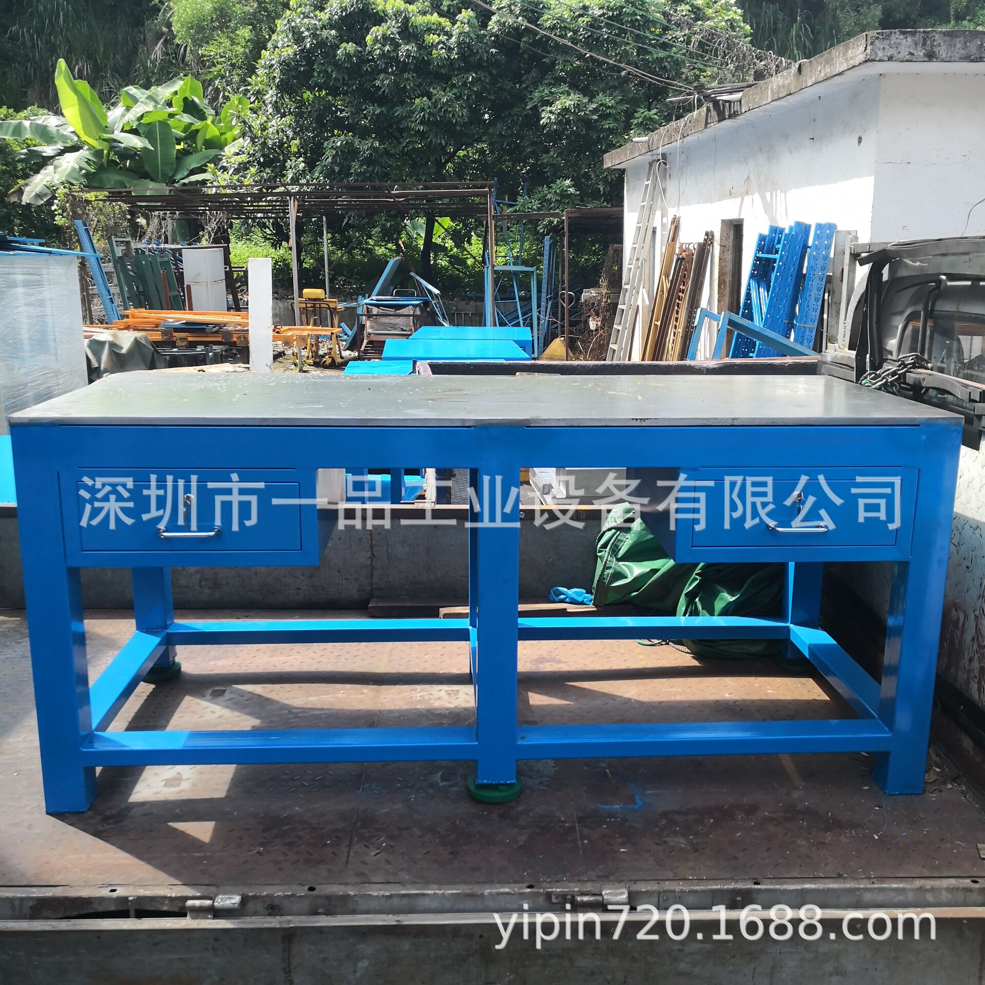 重型钢板工作台钳工操作台实验桌双边落地四抽柜模具台机床维修桌
