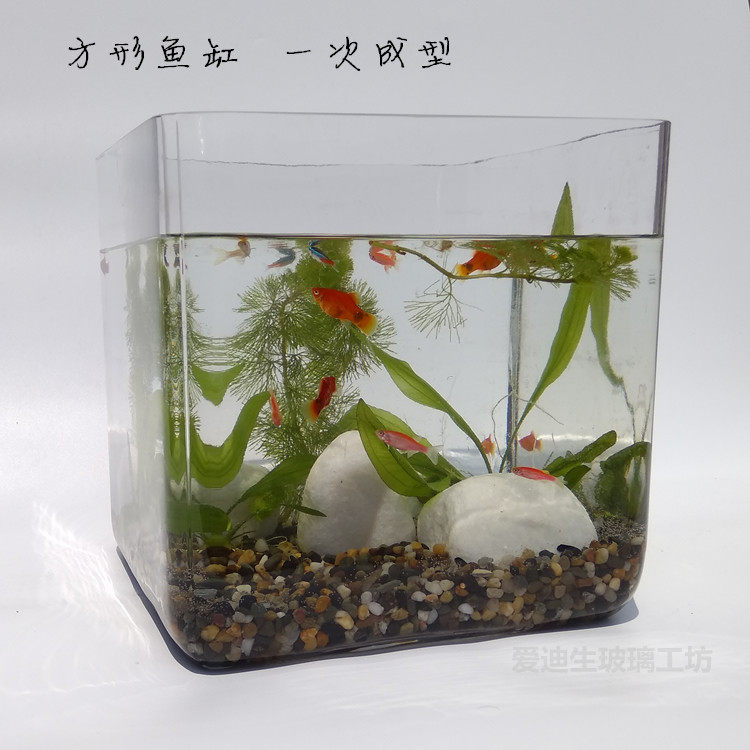 正方形玻璃鱼缸无粘接办公桌面小鱼缸简约水草缸超白玻璃乌龟缸