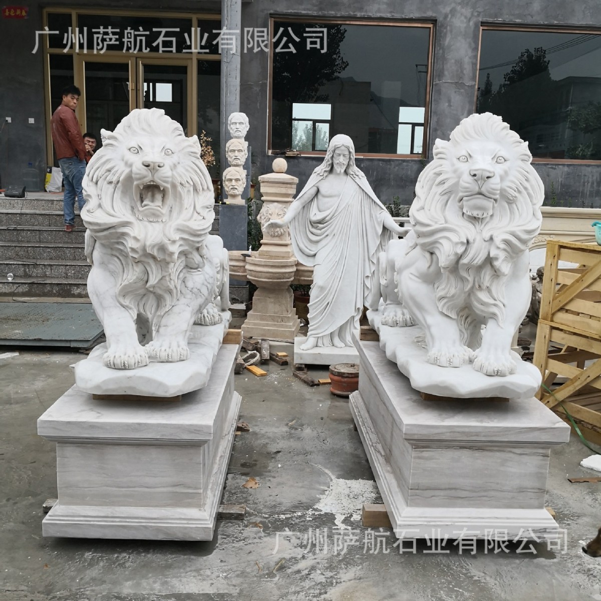 欧式大理石石狮子门口摆件现货