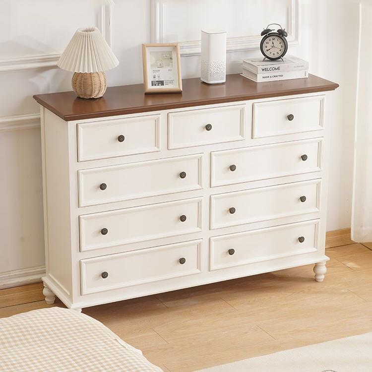 美式斗柜法式奶油风收纳柜轻奢现代木质主卧九斗柜玄关客厅边柜子