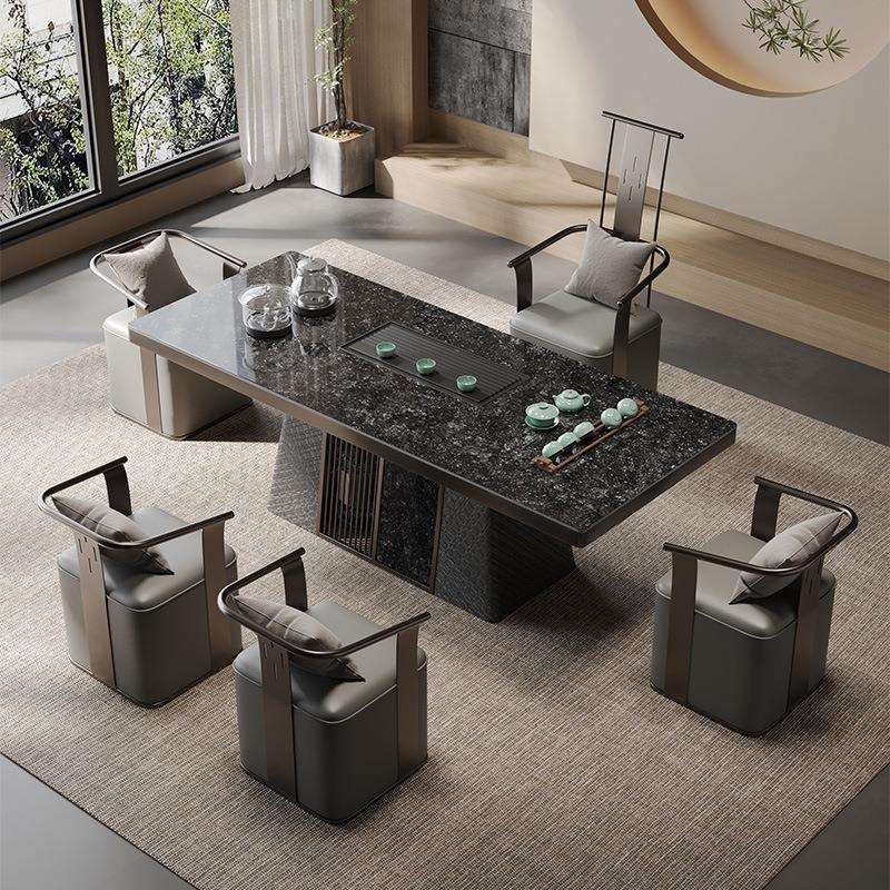 茶桌办公室茶台轻奢现代岩板茶台桌大板功夫泡茶桌阳台茶桌椅组合