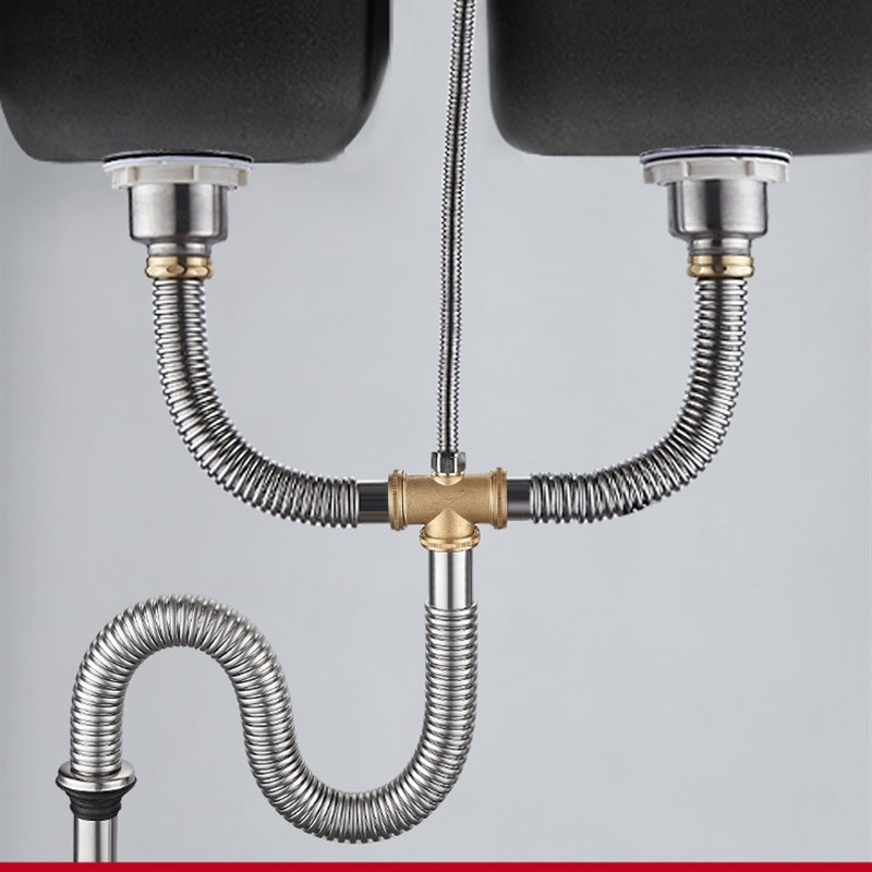 厨房洗菜盆不锈钢双槽下水器下水管配件水槽洗碗池不锈钢排水管道