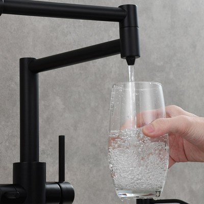 铜折叠式冷热厨房水龙头纯净水两用二合一水龙头菜盆水槽加长龙头