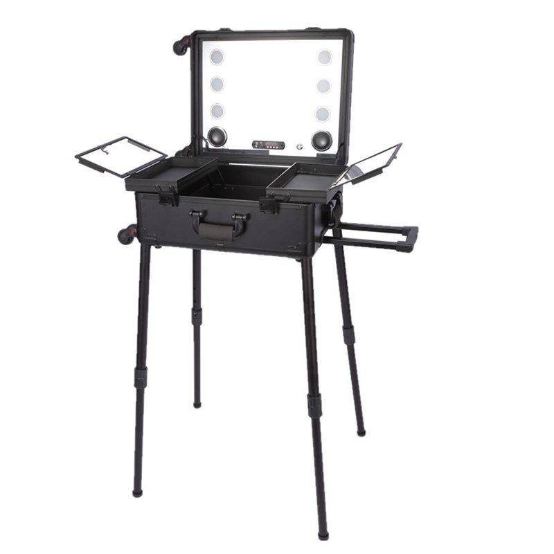 21寸音乐led带灯化妆箱拉杆地推万向轮冷暖可调光大镜子带支架