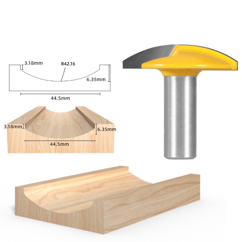薄型圆底刀平底1/4柄8柄1/2柄木工铣刀碗型刀圆弧雕刻机刀具