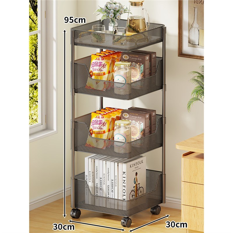可移动桌边收纳架学生书桌旁简易书柜家用多层带轮零食收纳小推车