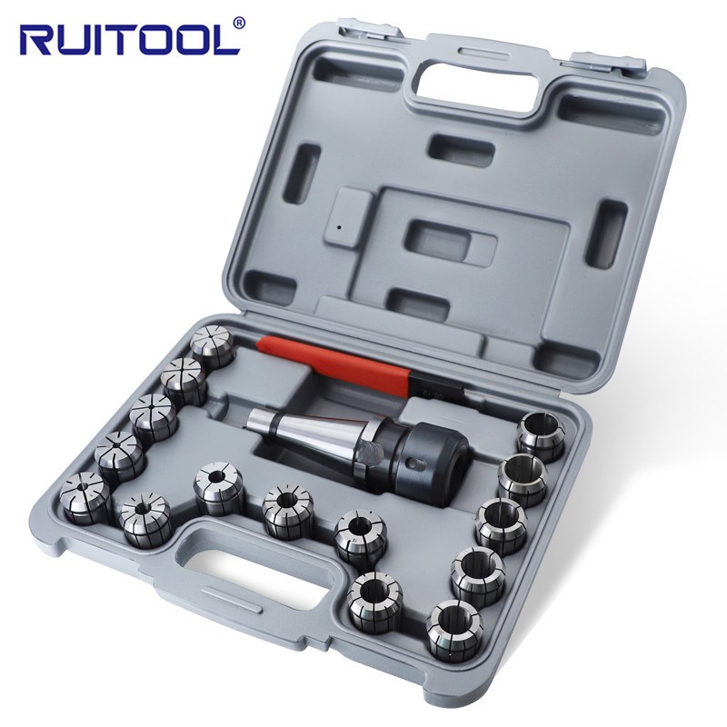 17件套铣刀夹头盒装 NT40-ER32数控刀柄套装弹性筒夹嗦咀套盒