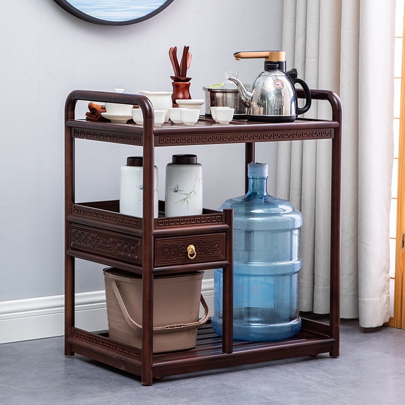 花梨实木移动茶水柜茶桌茶台烧水壶一体茶具套装家用简约中式茶车