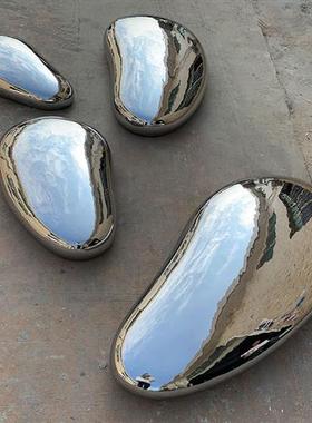 不锈钢水滴鹅卵石头雕塑室内售楼处酒店会所水池装饰摆件抽象艺术