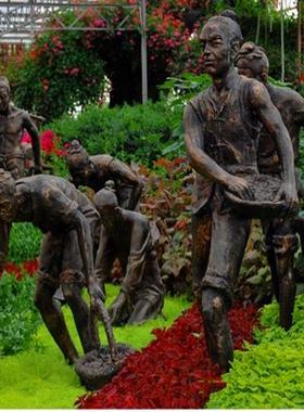 户外玻璃钢人物雕塑定制仿铜树脂广场农耕文化铸铜民风民俗大摆件