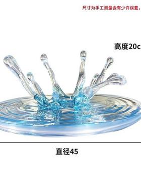 现代大厅悬挂水滴吊饰玄关软装饰品透明树脂落地浪花摆件客厅雕塑