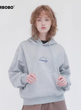 BOBO雪山系列印花oversize连帽卫衣 春秋美式慵懒风 宽松显瘦男女